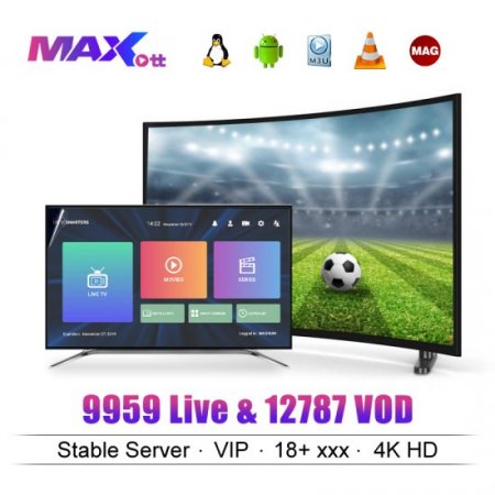 12 Months Max OTT 4K FHD 10000+ Live 20000+ VOD IPTV Subscription for Android IP TV Smarters pro