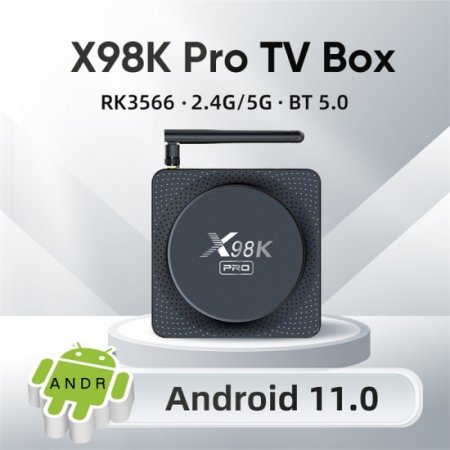 X98K Pro 5.0 Android 11 TV Box RK3566 4GB RAM 32GB ROM 4K HDR Smart Media Player with Dual-Band WiFi