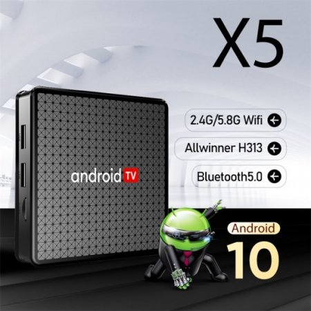 X5 Android 10 TV Box Allwinner H313 Quad-Core 1.5GB RAM 8GB ROM 4K Media Player with Multi-Language Support